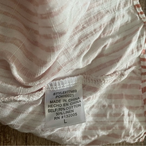 Entro Striped Faux Wrap Linen Cotton Blend Blouse Size Large - Picture 4 of 4